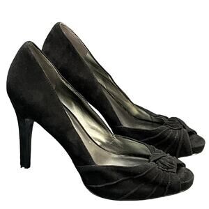 Guess 90s Y2K Dressy Black Suede Peep Toe Stiletto Heel Women 9